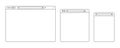 Browser window template in line design. Blank web page with toolbar and search. Web window for PC, tablet, laptop and smartphone.